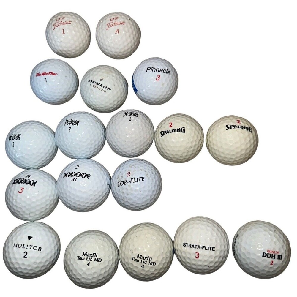 Vintage Golf Balls Lot of 18 Titleist Wilson Maxfli Top Flite Dunlop Mix